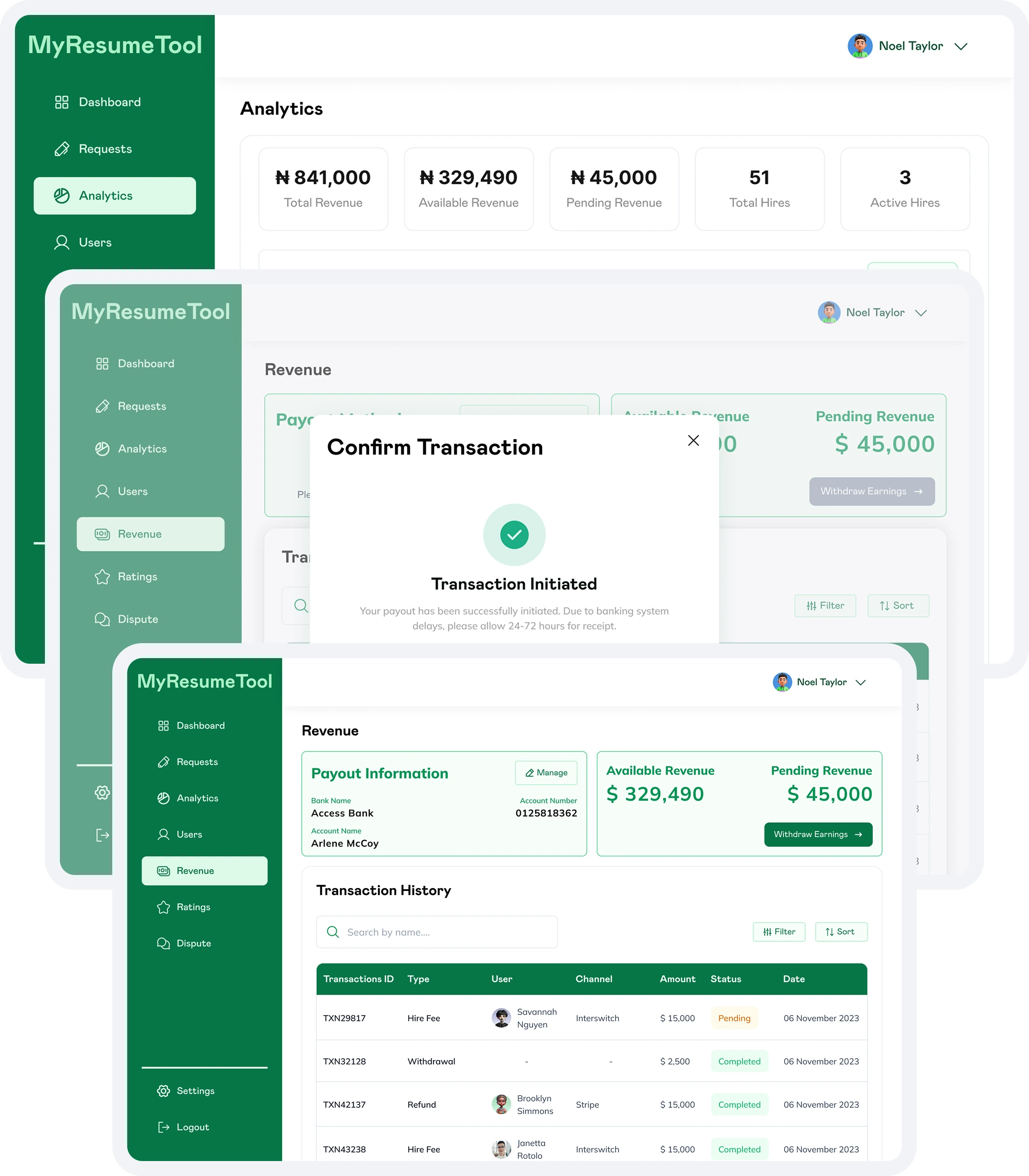 Writer dashboard preview